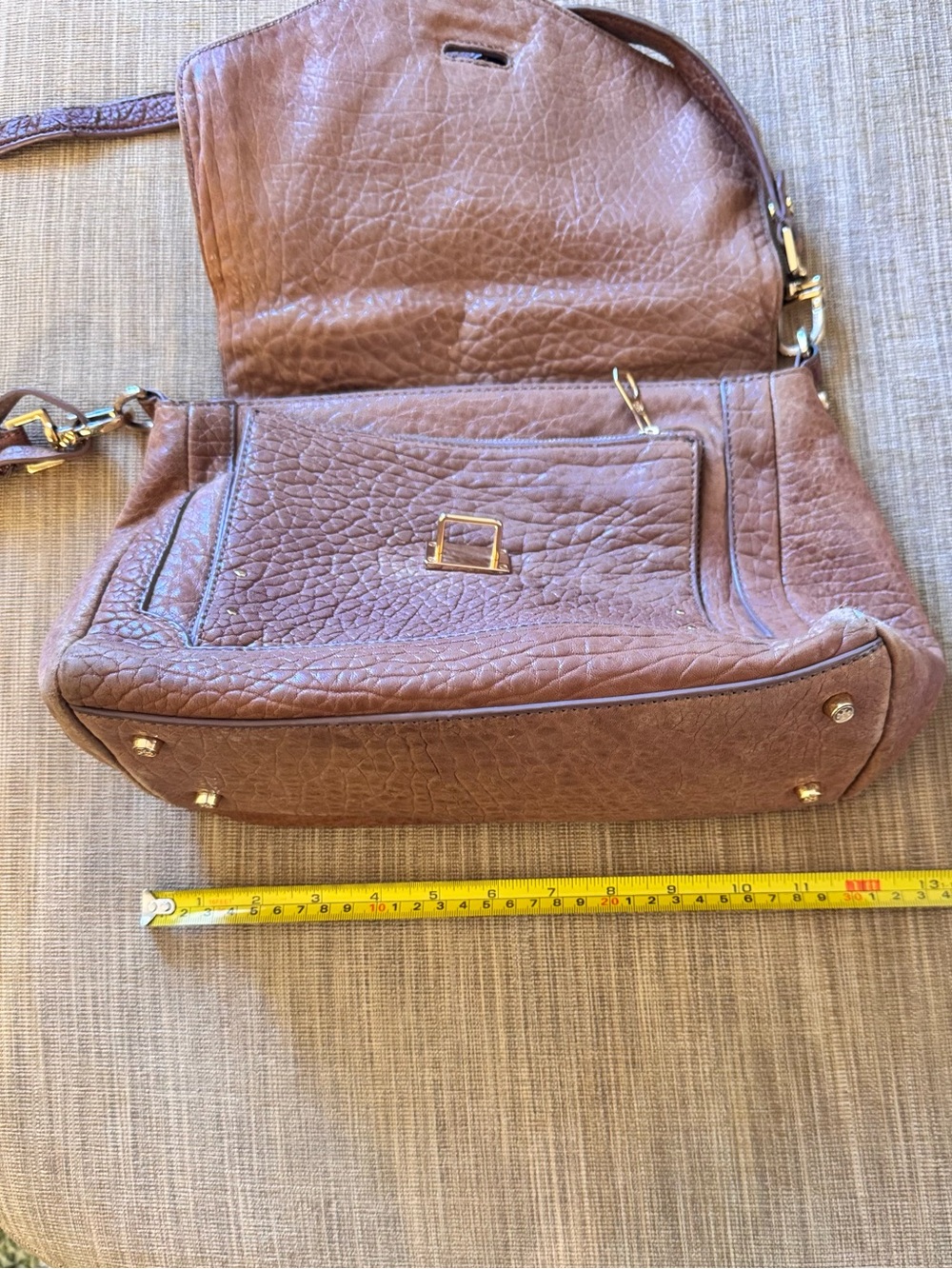 Tory Burch 797 Medium Brown Pebbled Leather Satchel Bag - Picture 12 of 12